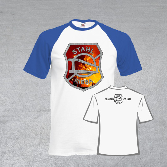 BSG Stahl Riesa Fanshirt Stahlarbeiter-Logo weiß/royalblau