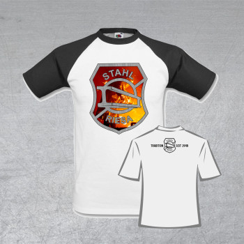 BSG Stahl Riesa Fanshirt "Stahlarbeiter-Logo" weiß/schwarz