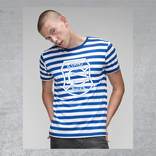 BSG Stahl Riesa Fanshirt Damen "Spriped Logo" blau/weiß